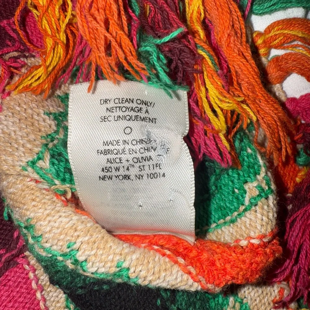 Alice + Olivia Multicolor Patterned Reva Print Fringe Peplum Tank Top Large - Picture 6 of 9